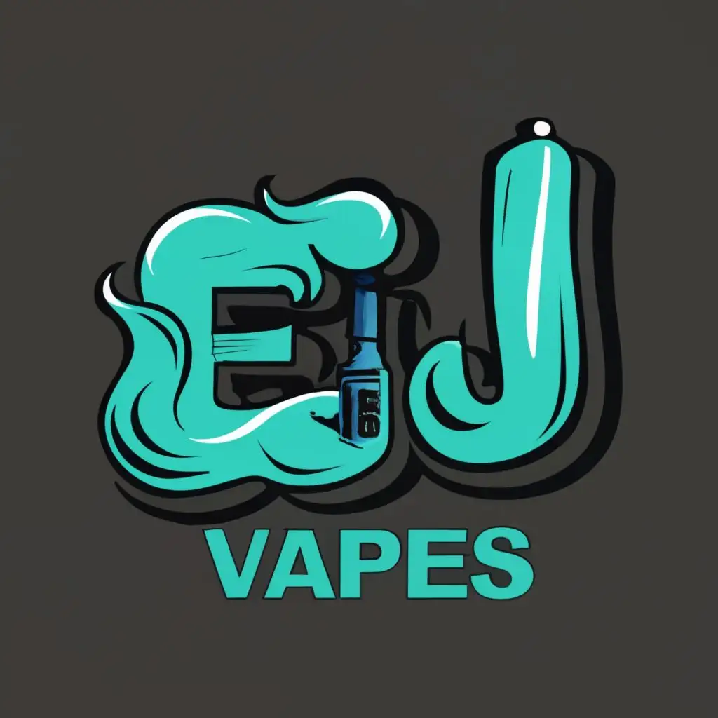 logo, vape smoke, with the text "EJ Vapes", typography