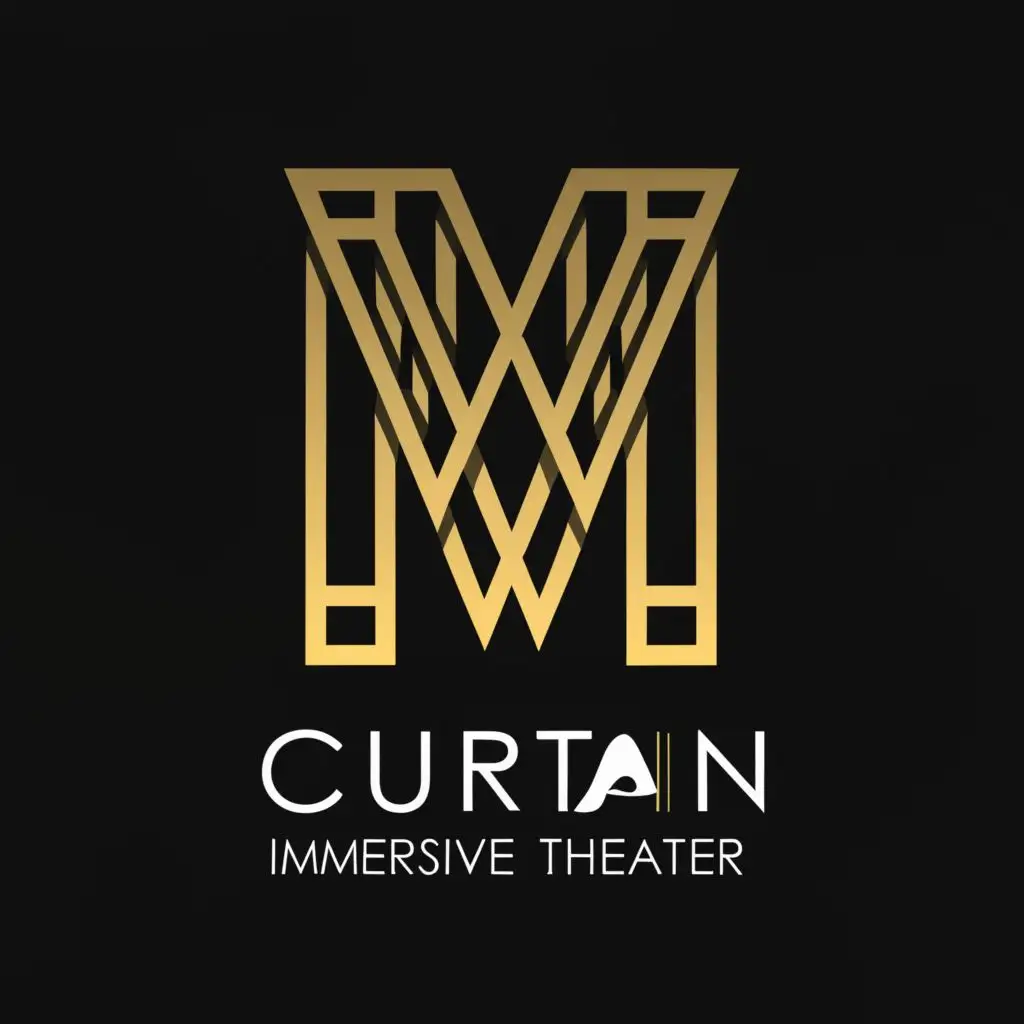 a logo design,with the text "Curtain immersive theater", main symbol:wm,complex,be used in Entertainment industry,clear background