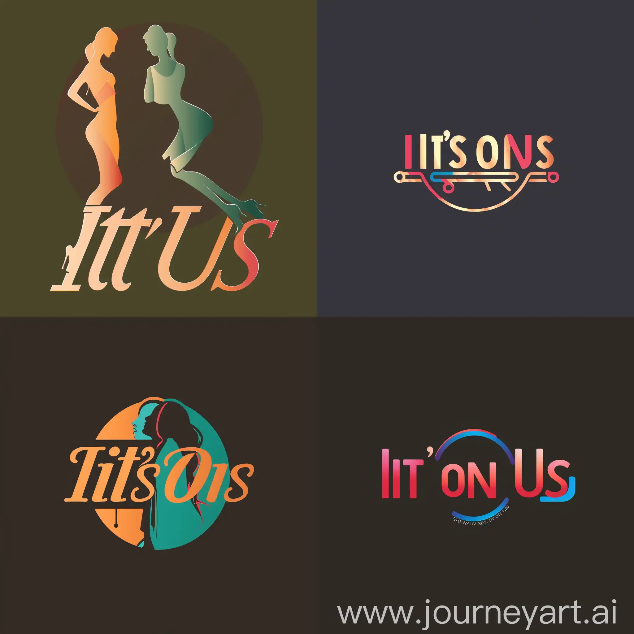 You are to create a logo for a company that provides personal shoppers on hire. The company name is "It's on Us". The colours in the logo should depict premium quality or exclusivity.