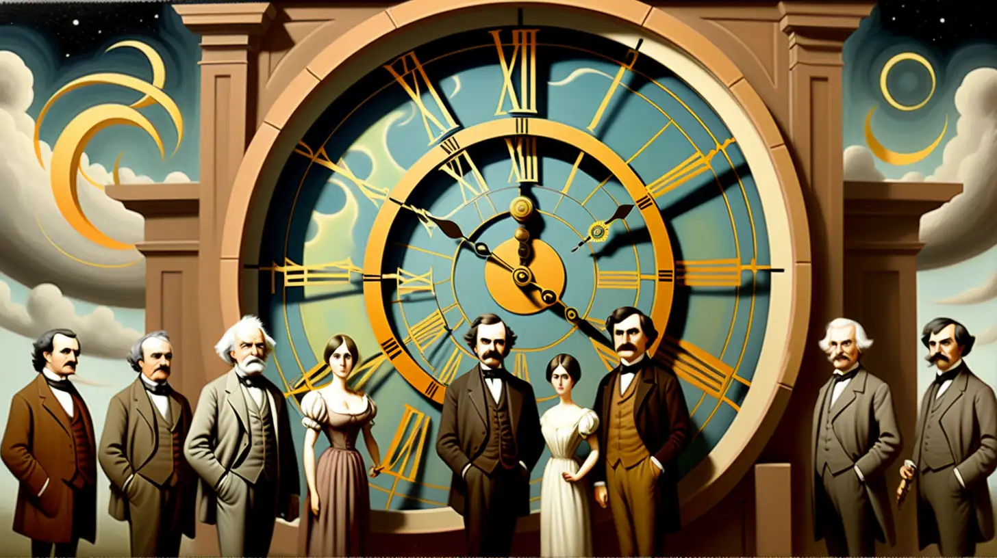 Time Machine Symbol Painting with Literary Figures
