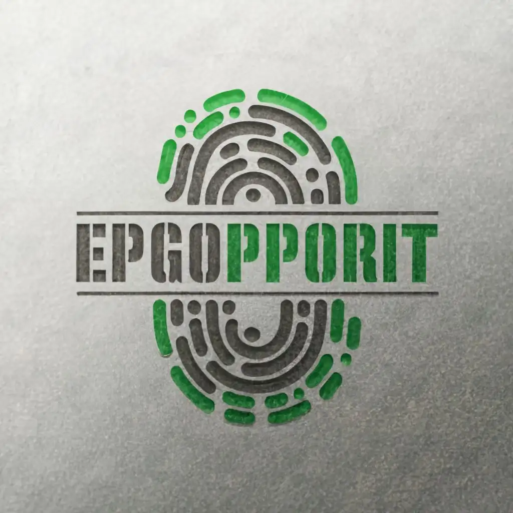 a logo design,with the text in green "EP. " using proper grammer, main symbol:Logo in a fingerprint.,Minimalistic,clear background