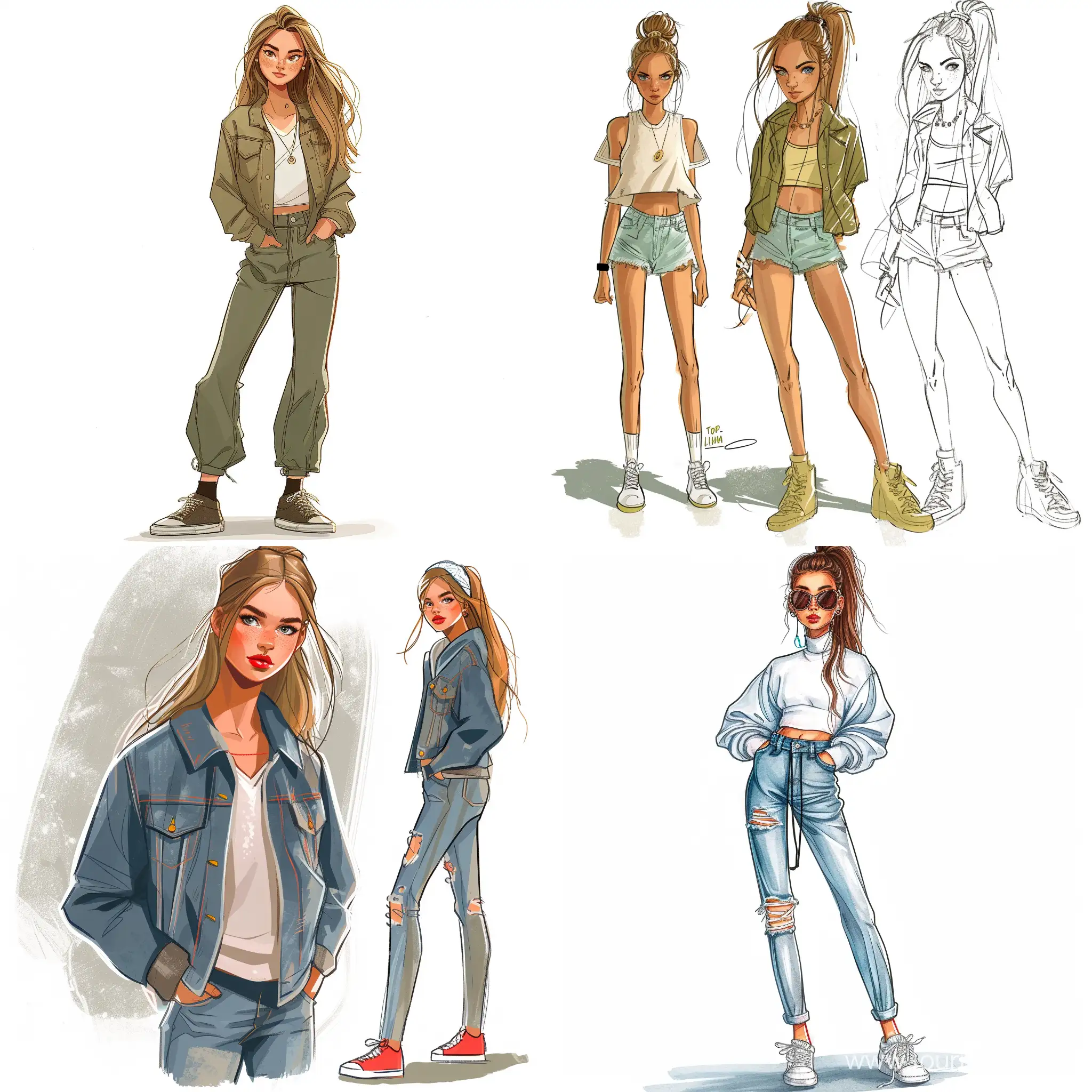 Fashionable-Teenage-Top-Model-Illustrated-in-HandDrawn-Style
