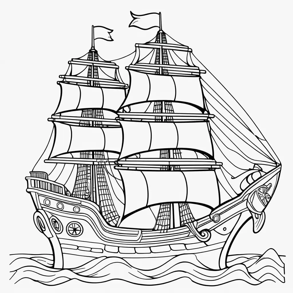 coloring page cute ship