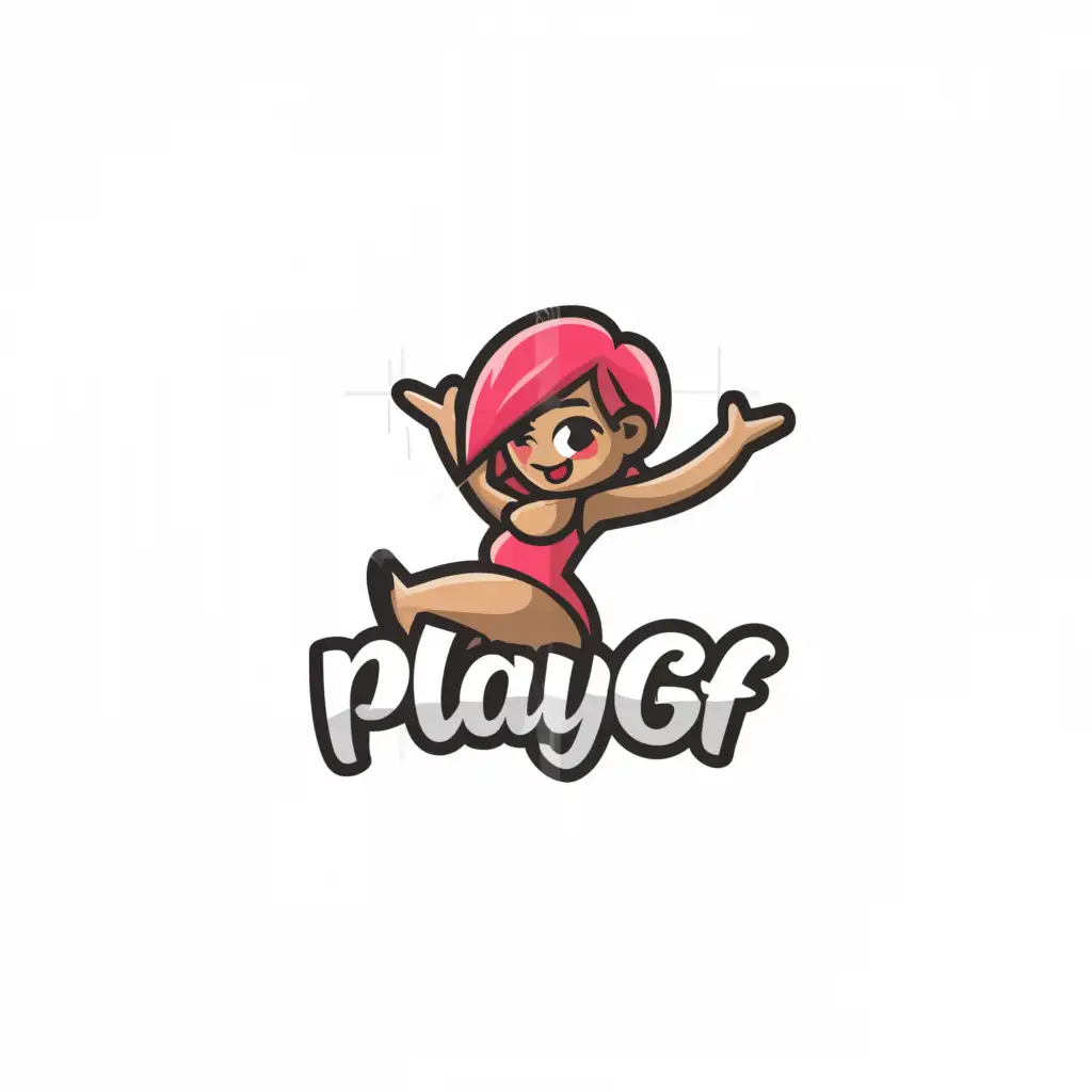 LOGO-Design-For-Playgf-Vibrant-Text-with-Cam-Girl-Silhouette-in-Super-Short-Skirt