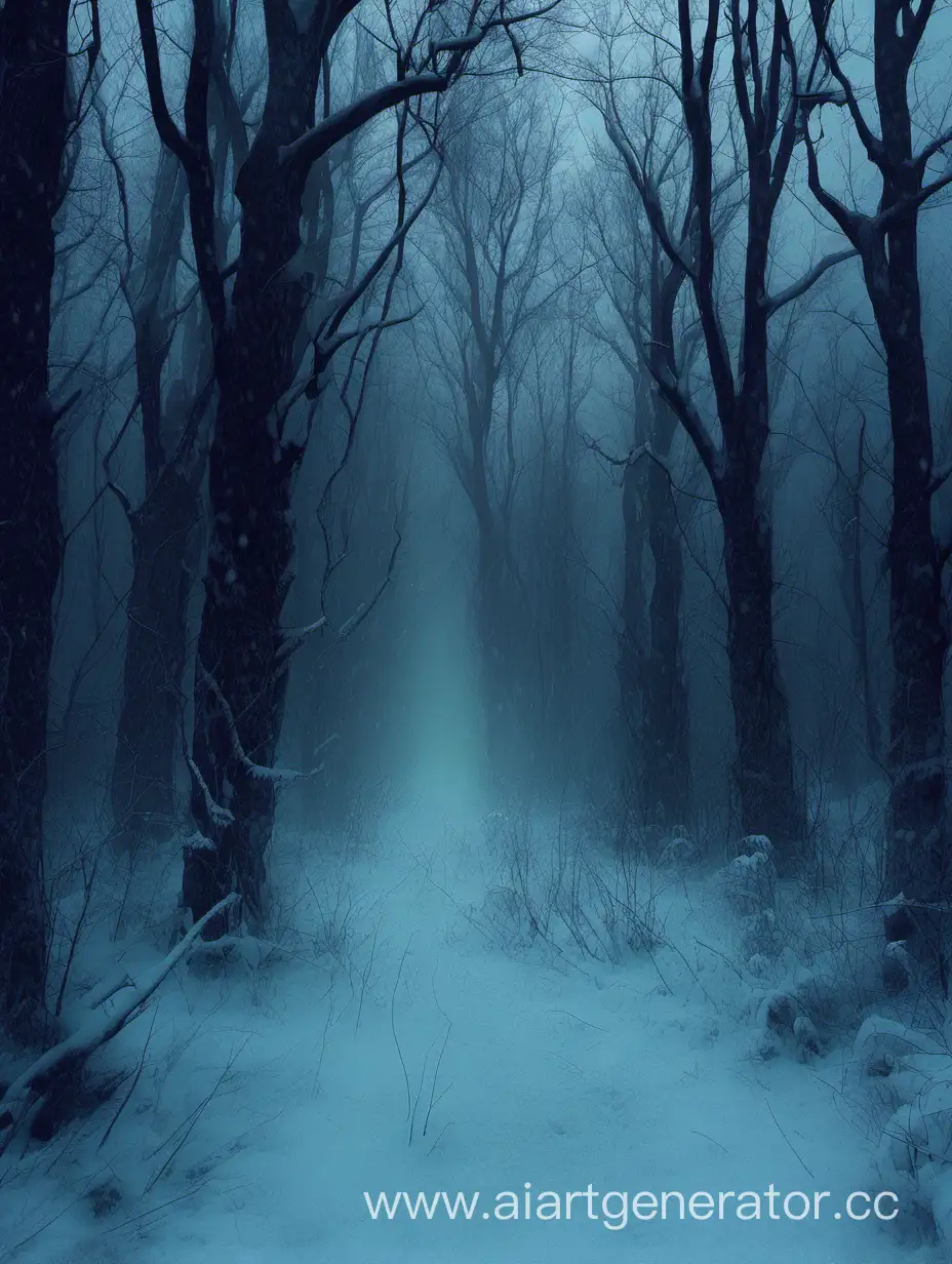 winter forest, night, izba, mystique, eerie atmosphere, uneasiness
