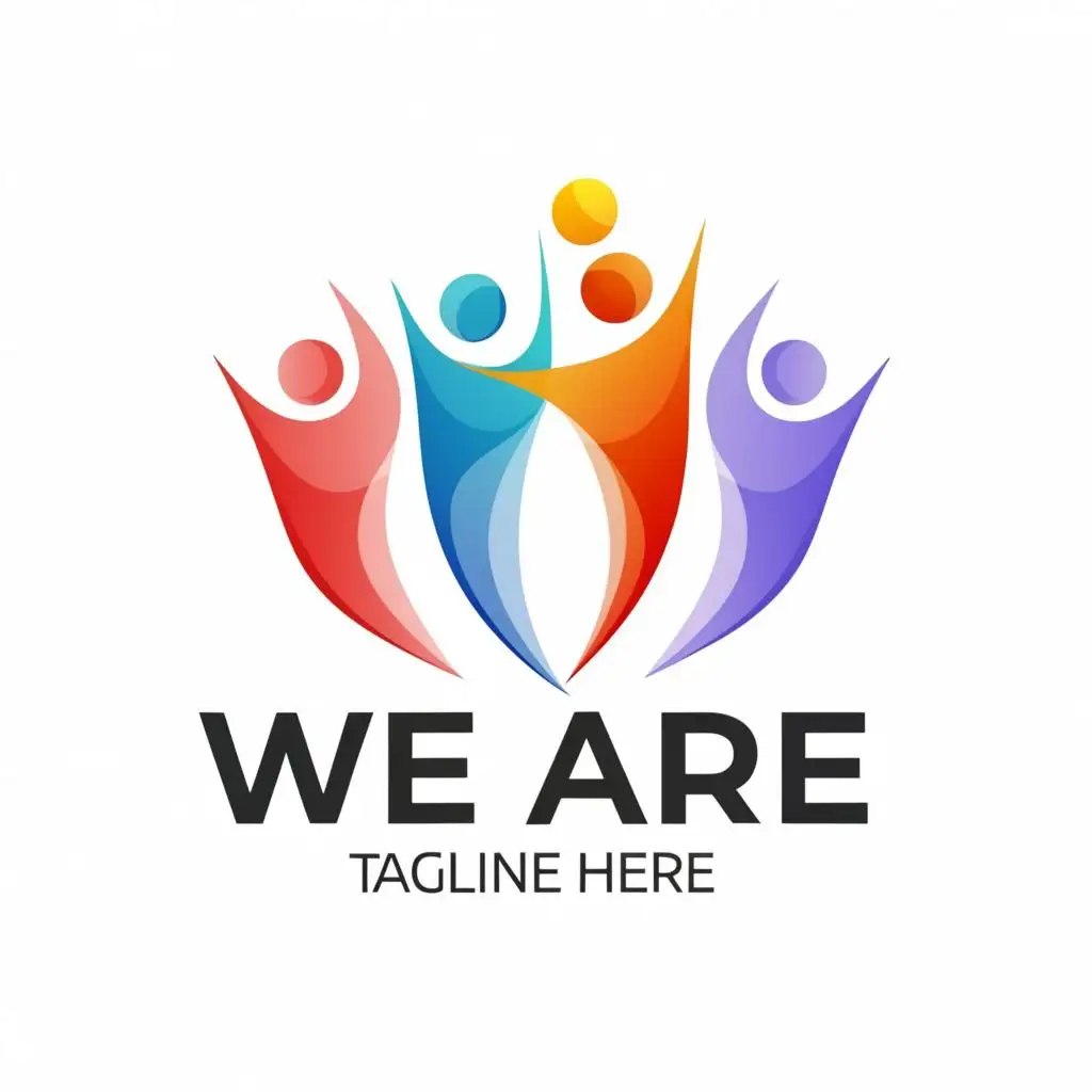 a logo design,with the text "we are ", main symbol:hart, happy, bunch, creative, people,Moderate,be used in Events industry,clear background