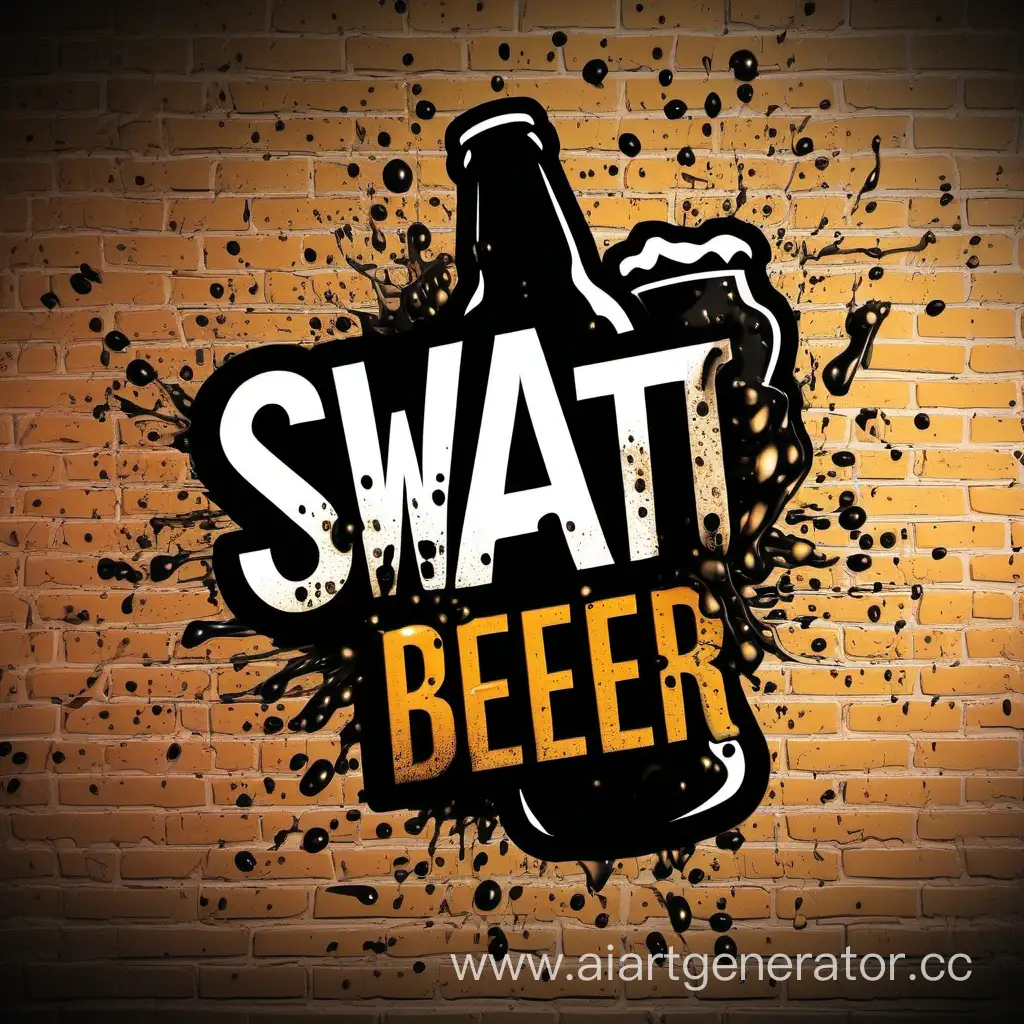 логотип состоящий из текста с надписью SWAT и на заднем фоне должно быть разлитое пиво