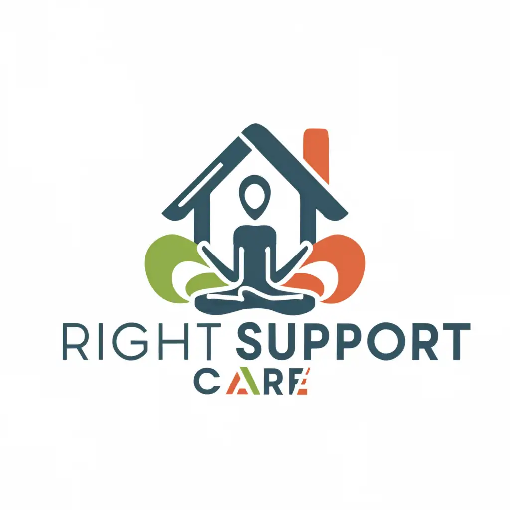 a logo design,with the text "Right Support Care", main symbol:Yoga,Moderate,be used in Home Family industry,clear background