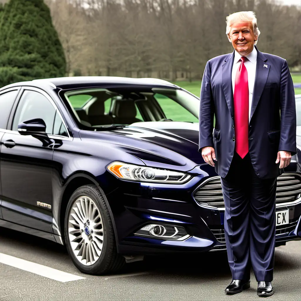 trump standing near ford mondeo