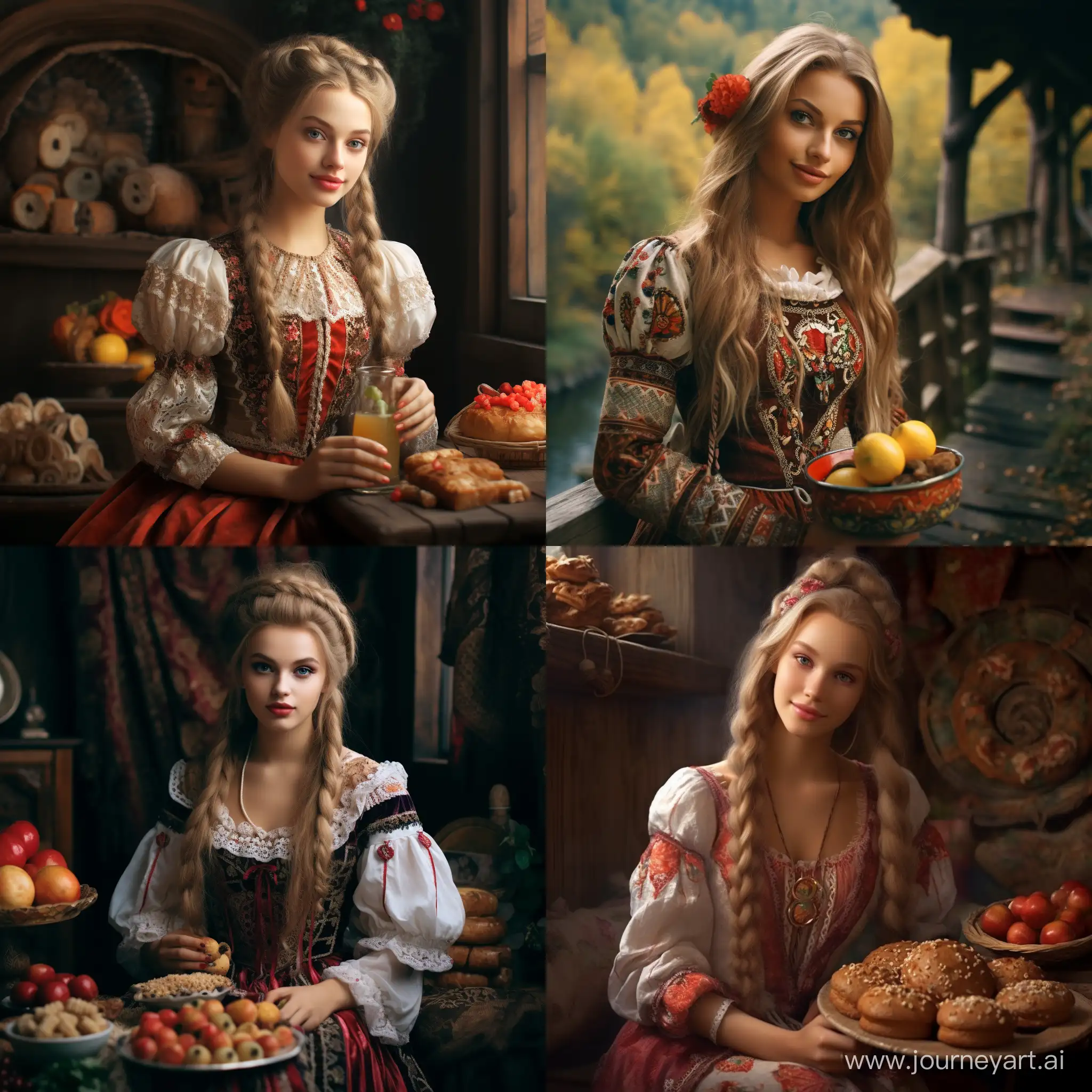красивая, славянская девочка в виде сказочного персонажа которая любит ореховую пасту