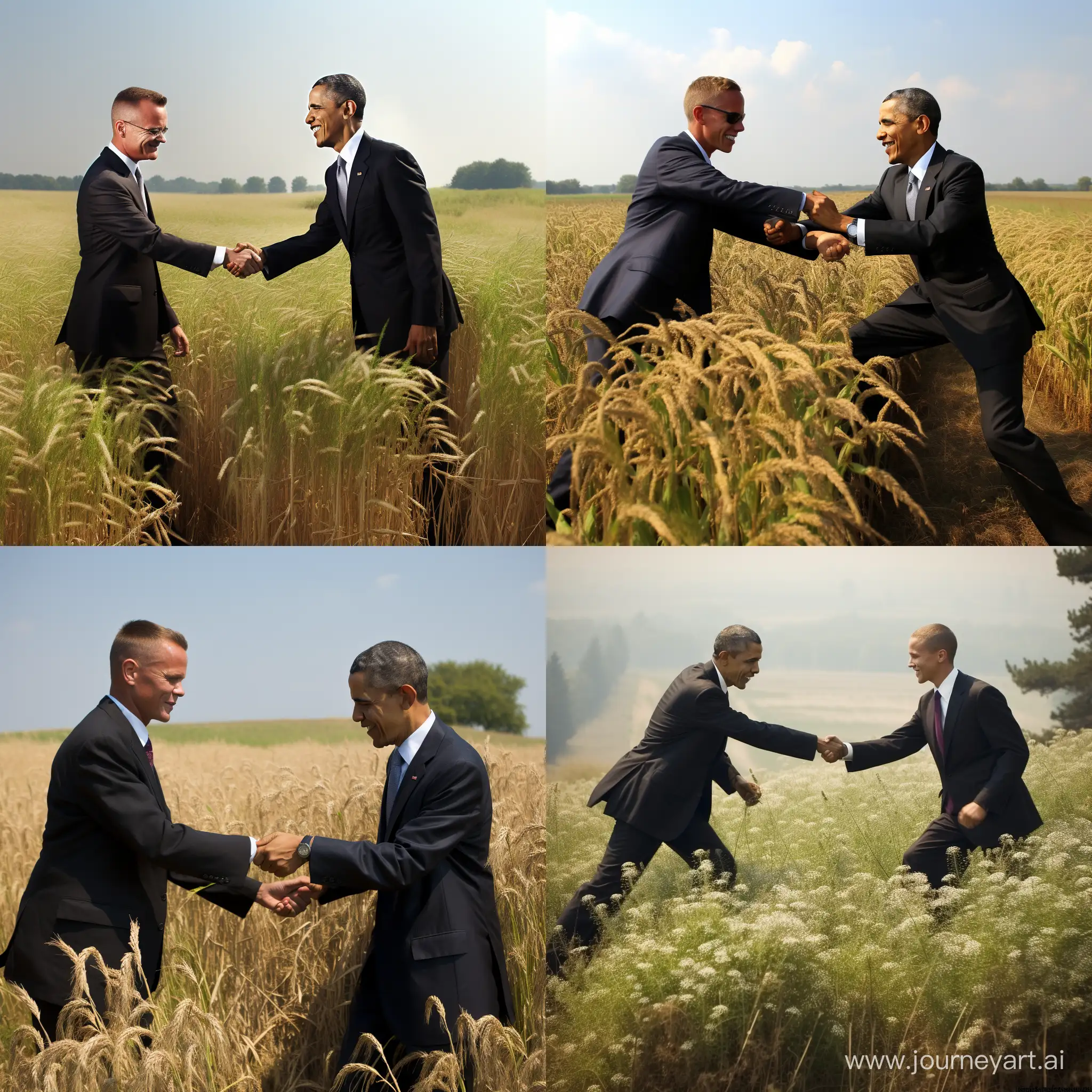 Obama fistbumping Andrej Duda in a field