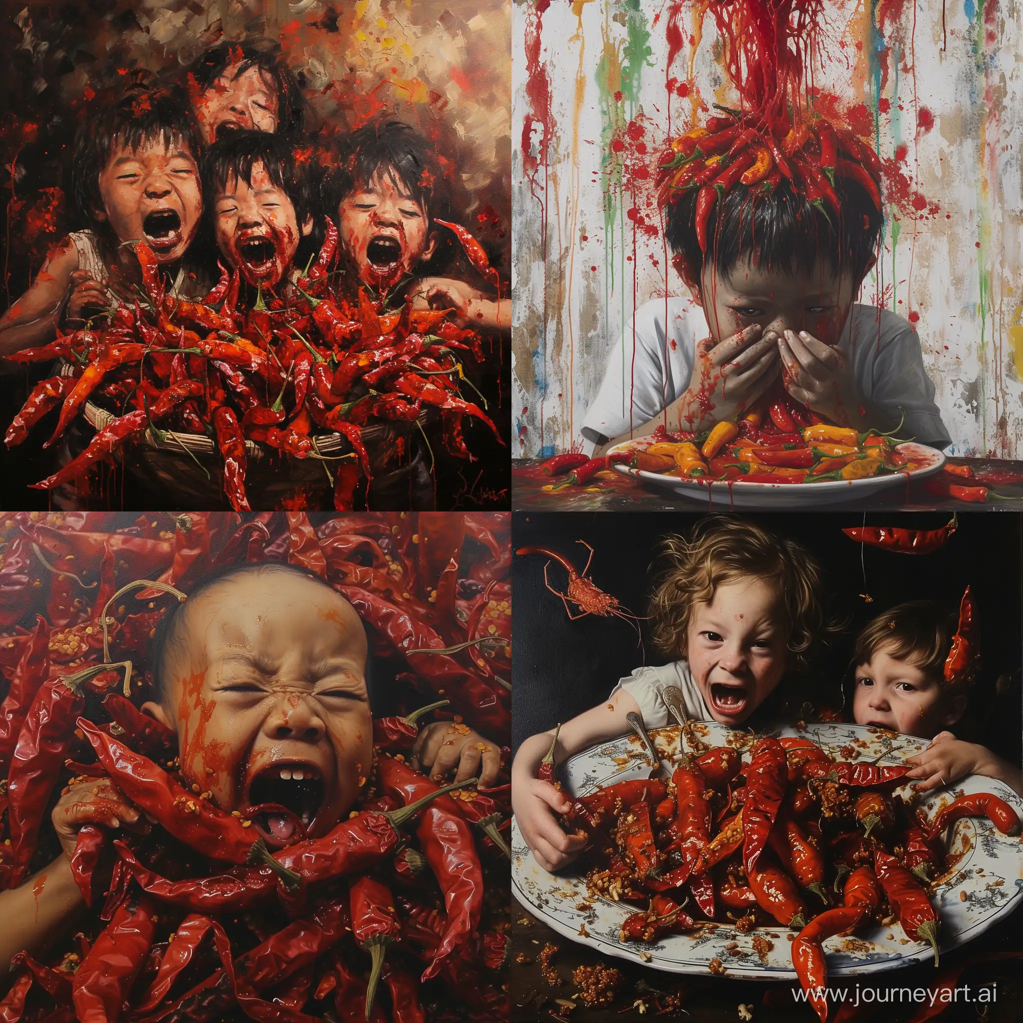 Vibrant-Spicy-Delight-Exquisite-Painting-of-Culinary-Heat-and-Playful-Innocence