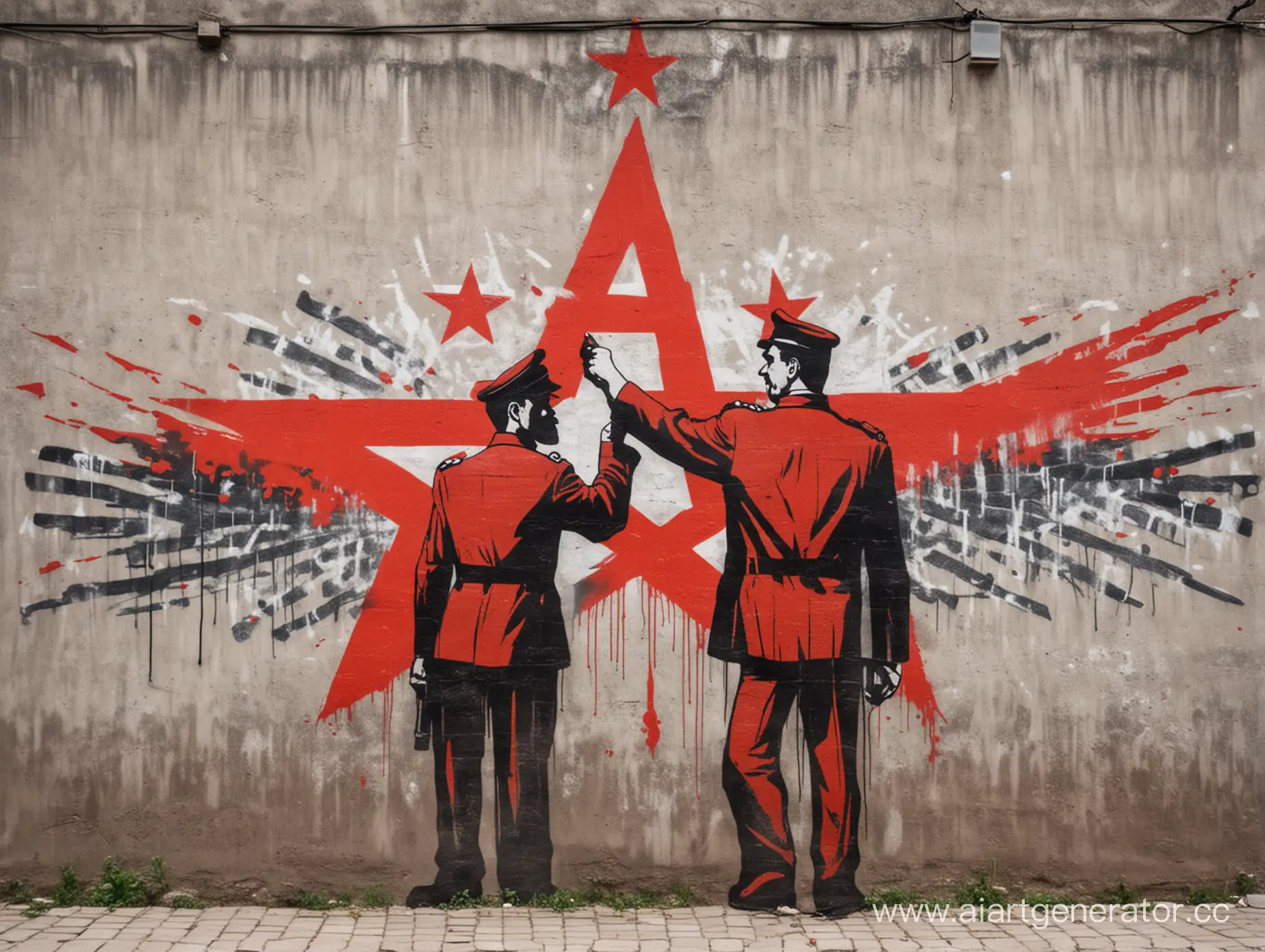 коммунистическое единство в виде граффити на стене