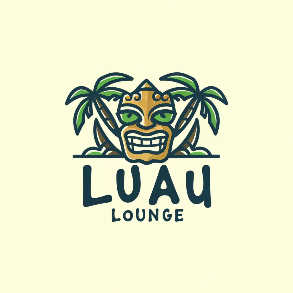 a logo design,with the text 'Luau Lounge', main symbol:tiki, palm tree, relaxation, chill,Moderate,be used in Restaurant industry,clear background