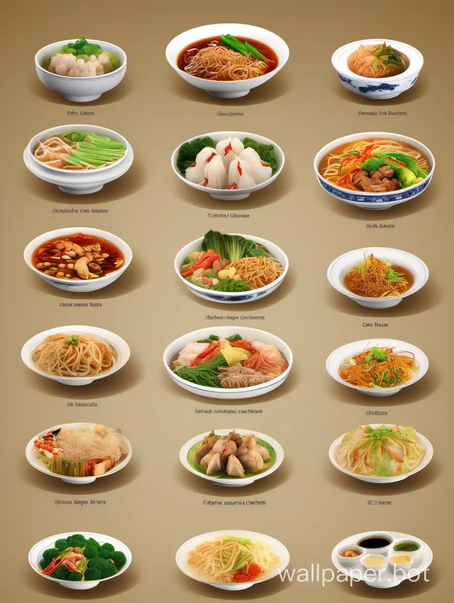 Generate a picture of Chinese cuisine with the eight major culinary styles.