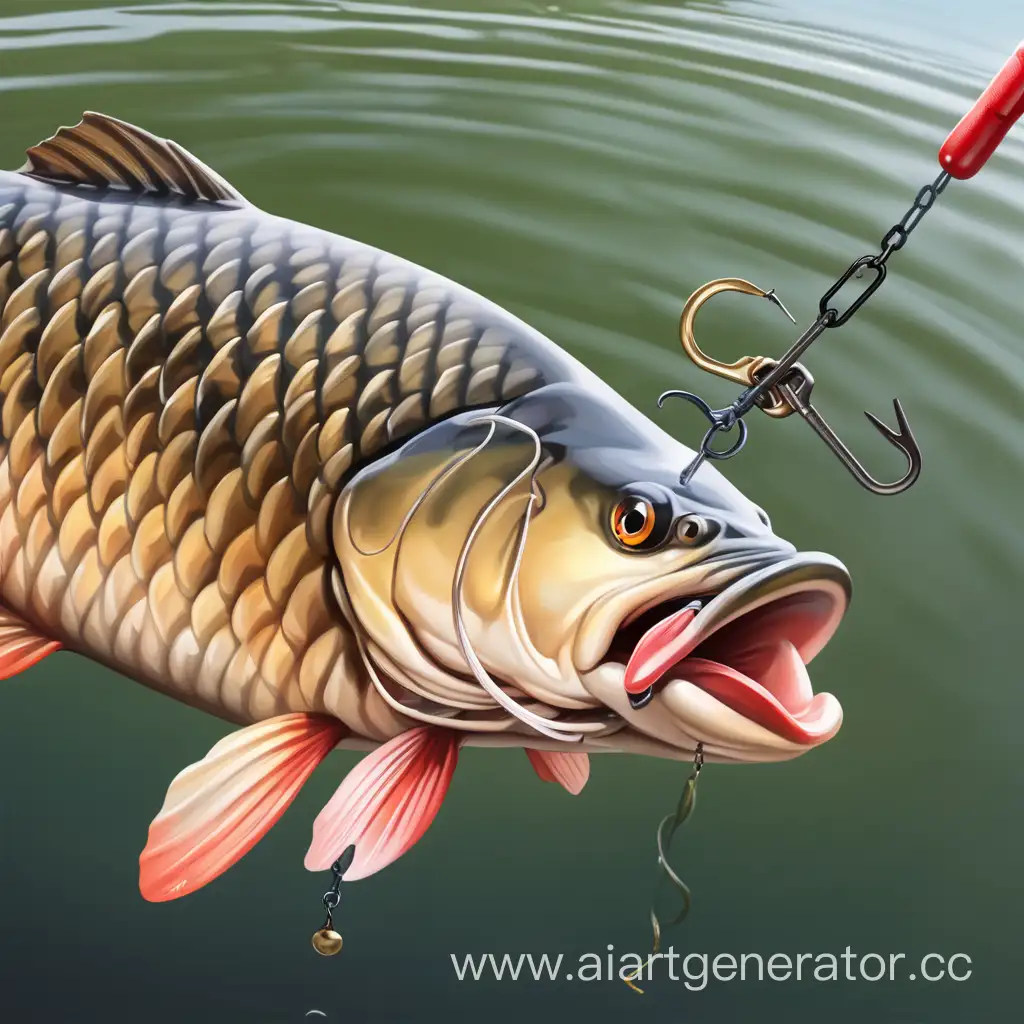 Catching-River-Carp-with-a-Fishing-Hook