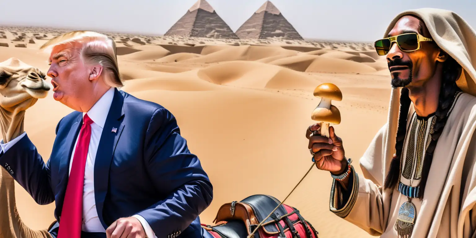 Donald Trump and Snoop Dog Enjoy Psychedelic Mushrooms on Camelback in Egypt