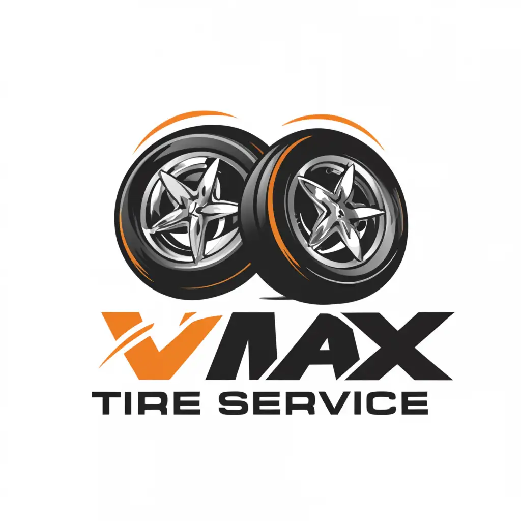 a logo design,with the text "VMAX Tire Service", main symbol:Tires,Moderate,clear background