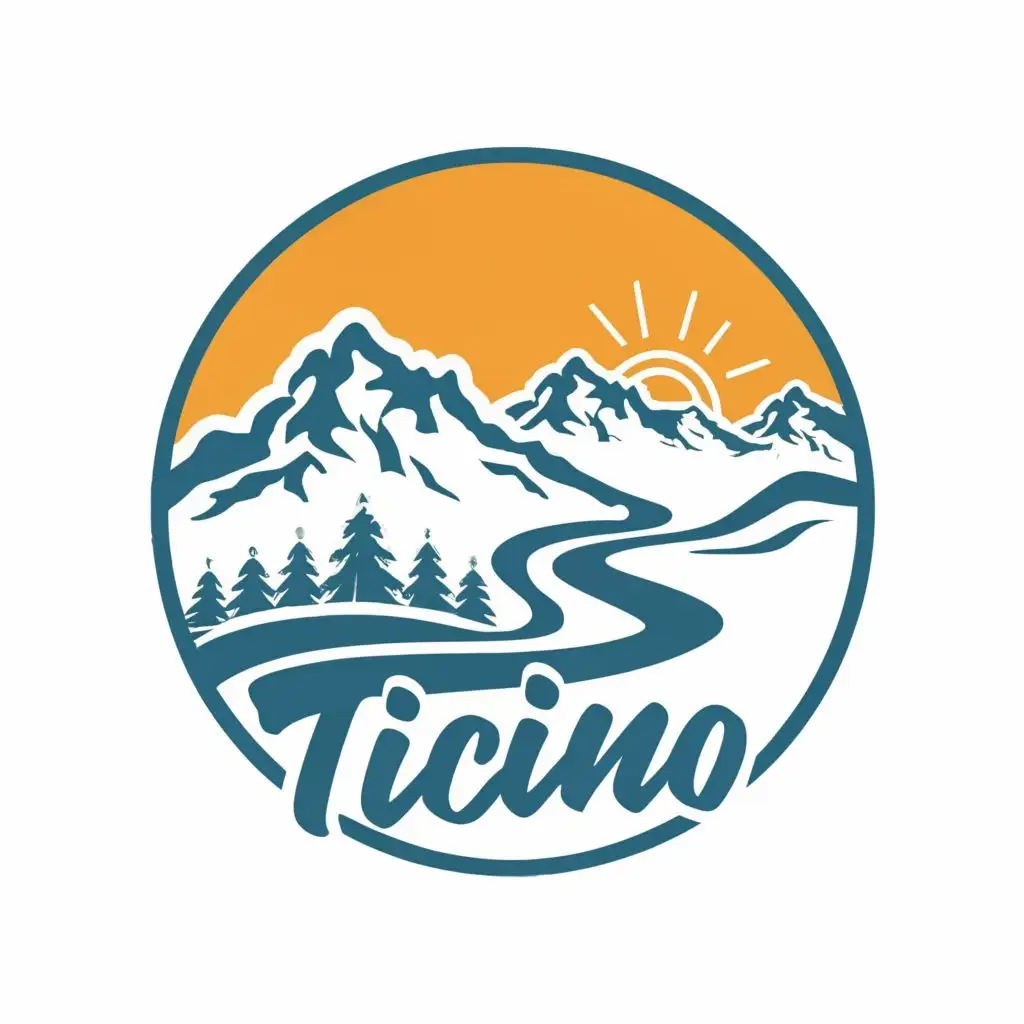 logo, river, sun, granite, valleys, snow, with the text "ticino", typography, be used in Technology industry