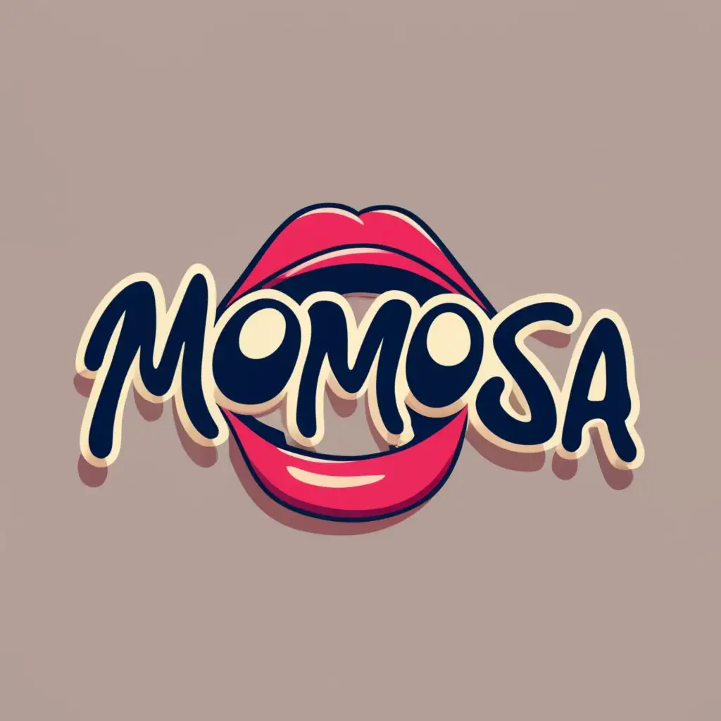 logo, INSIDE WOMEN LIPS, with the 3D text "MOMOSA", typography, be used in Entertainment industry