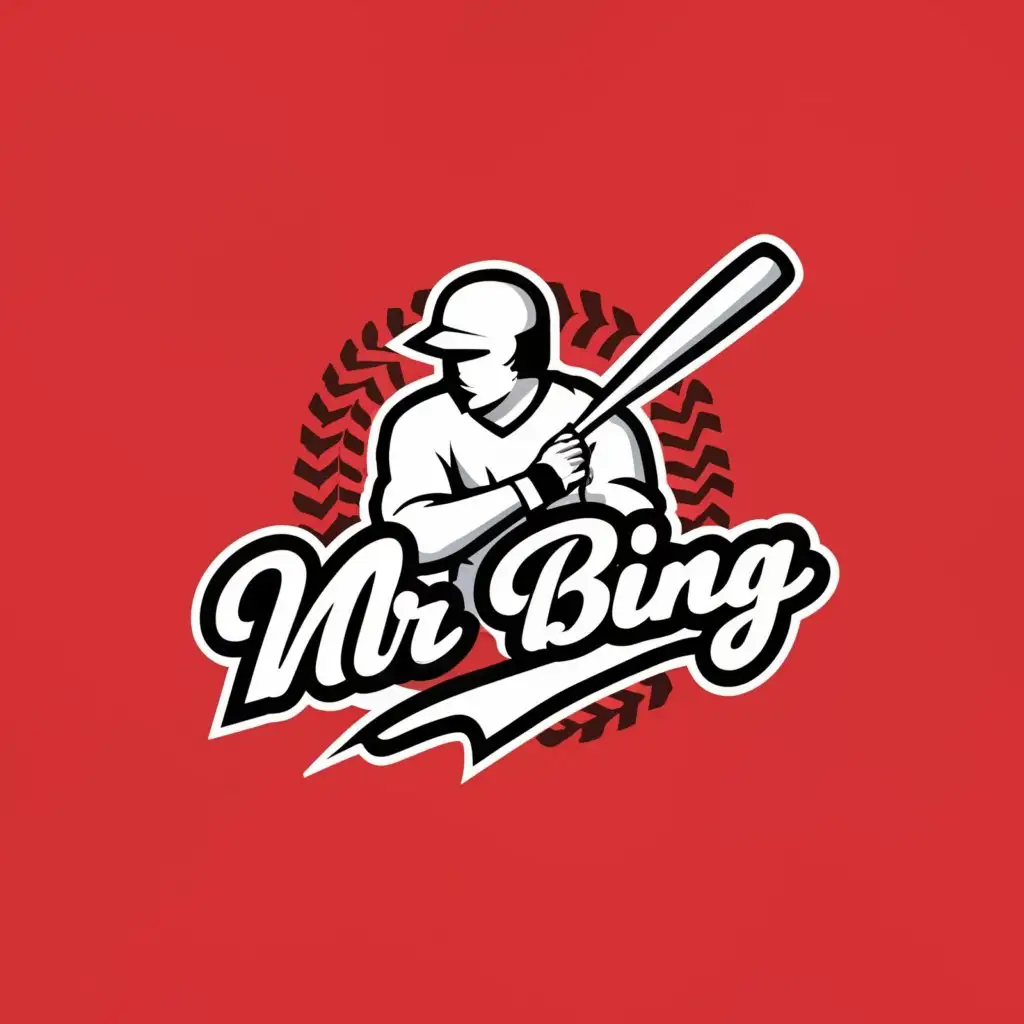 a logo design,with the text "Mr. Bing", main symbol:Baseball Player,Minimalistic,clear background