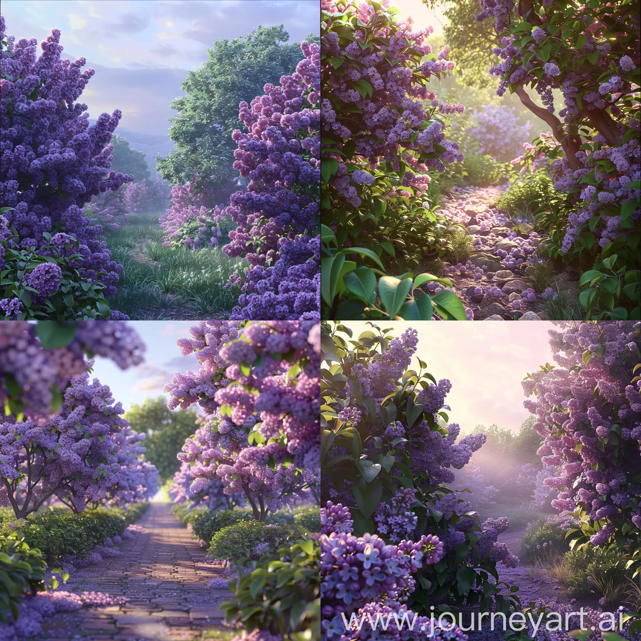 A blooming lilac garden!!!!!! front light ,((masterpiece)), ((best quality)) , high detail,, highest detail, ah, high detail, color, beautiful, HDR, photorealistic,