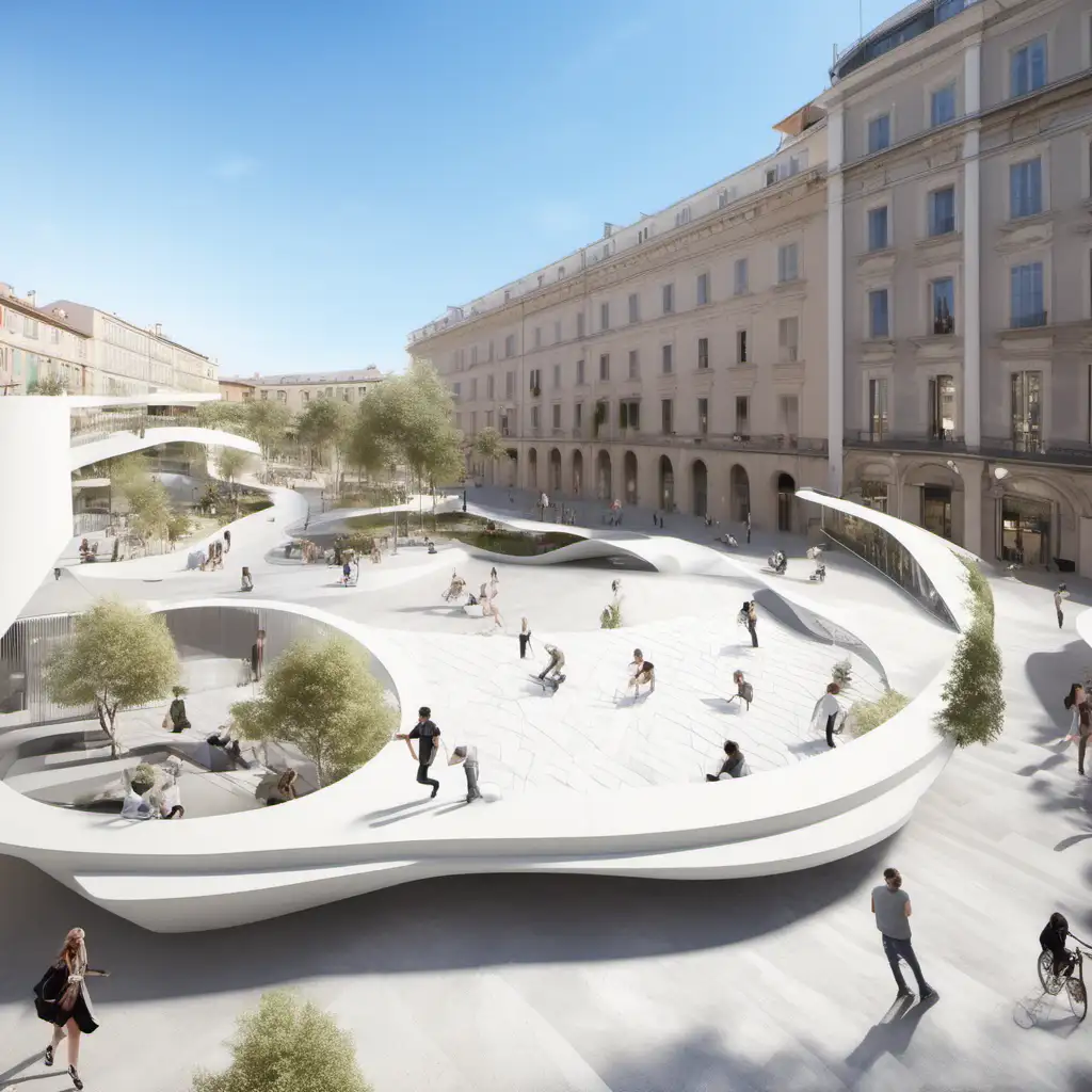 To create a piazza with the pavement to the projects of 3xn
