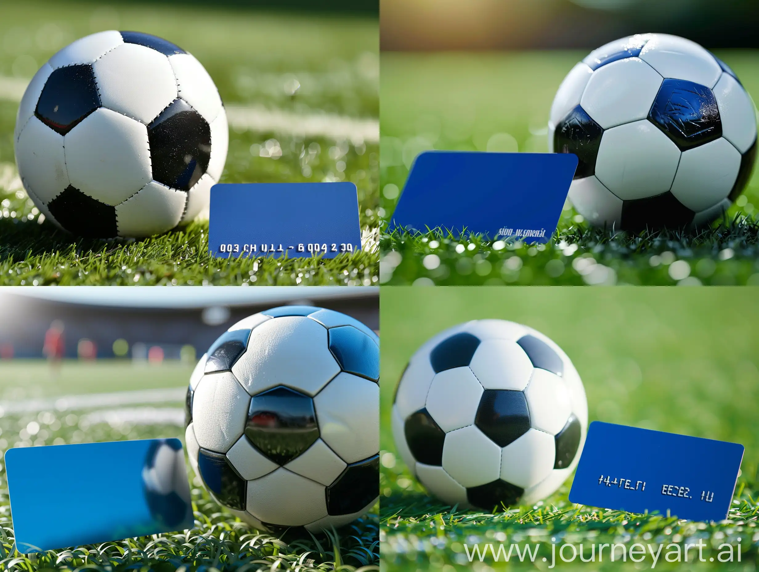 Soccer-Ball-and-Blue-Card-on-Field-Realistic-Sports-Equipment-Photography