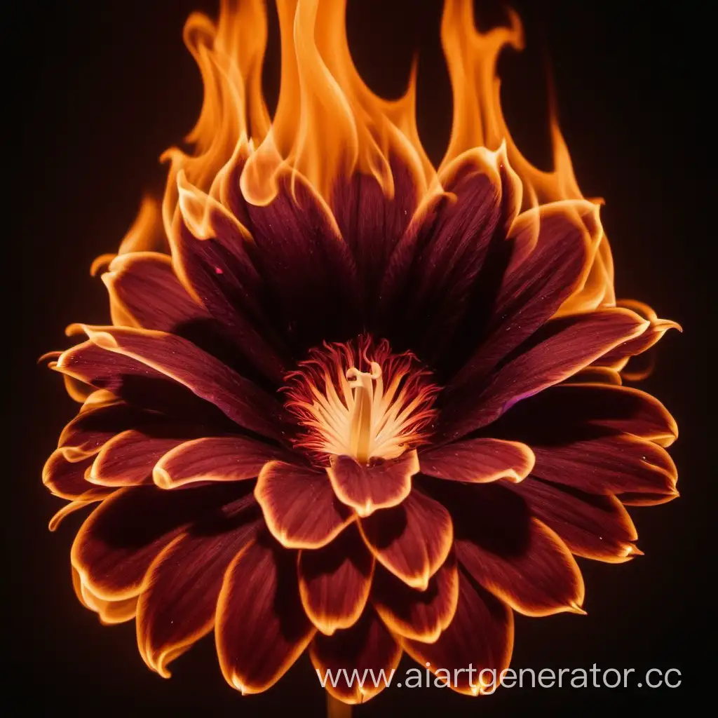 Vibrant-Blossom-Engulfed-in-Ethereal-Flames-Fiery-Floral-Art