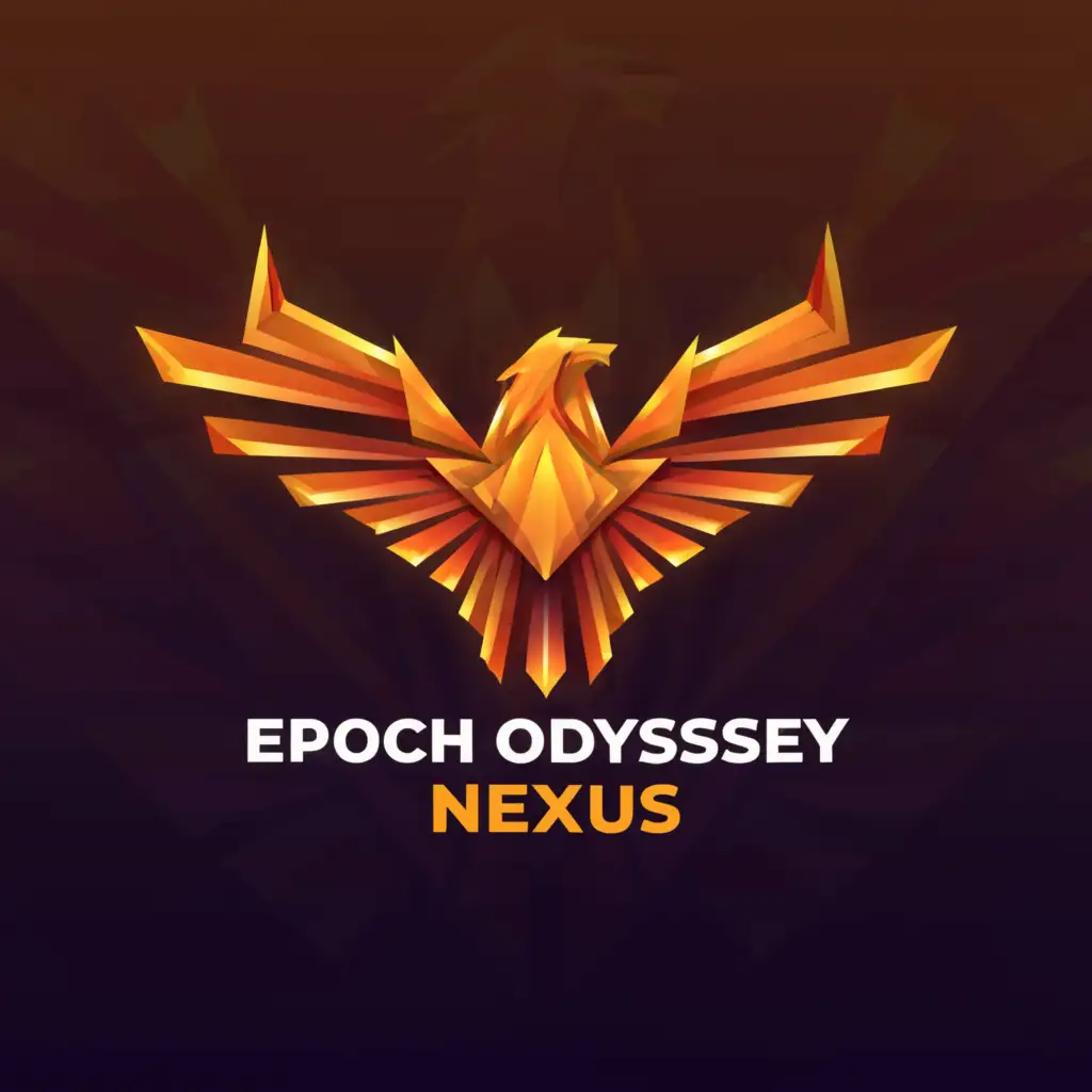 a logo design,with the text "Epoch Odyssey Nexus", main symbol:Phoenix emblem,Moderate,clear background