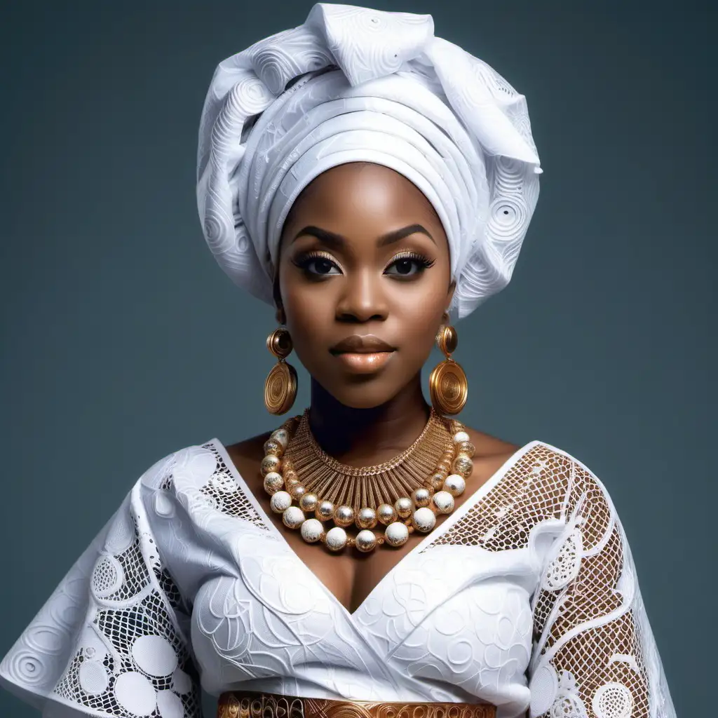 Elegant Nigerian Woman in Contemporary Yet Cultural Attire at Dubai Palace