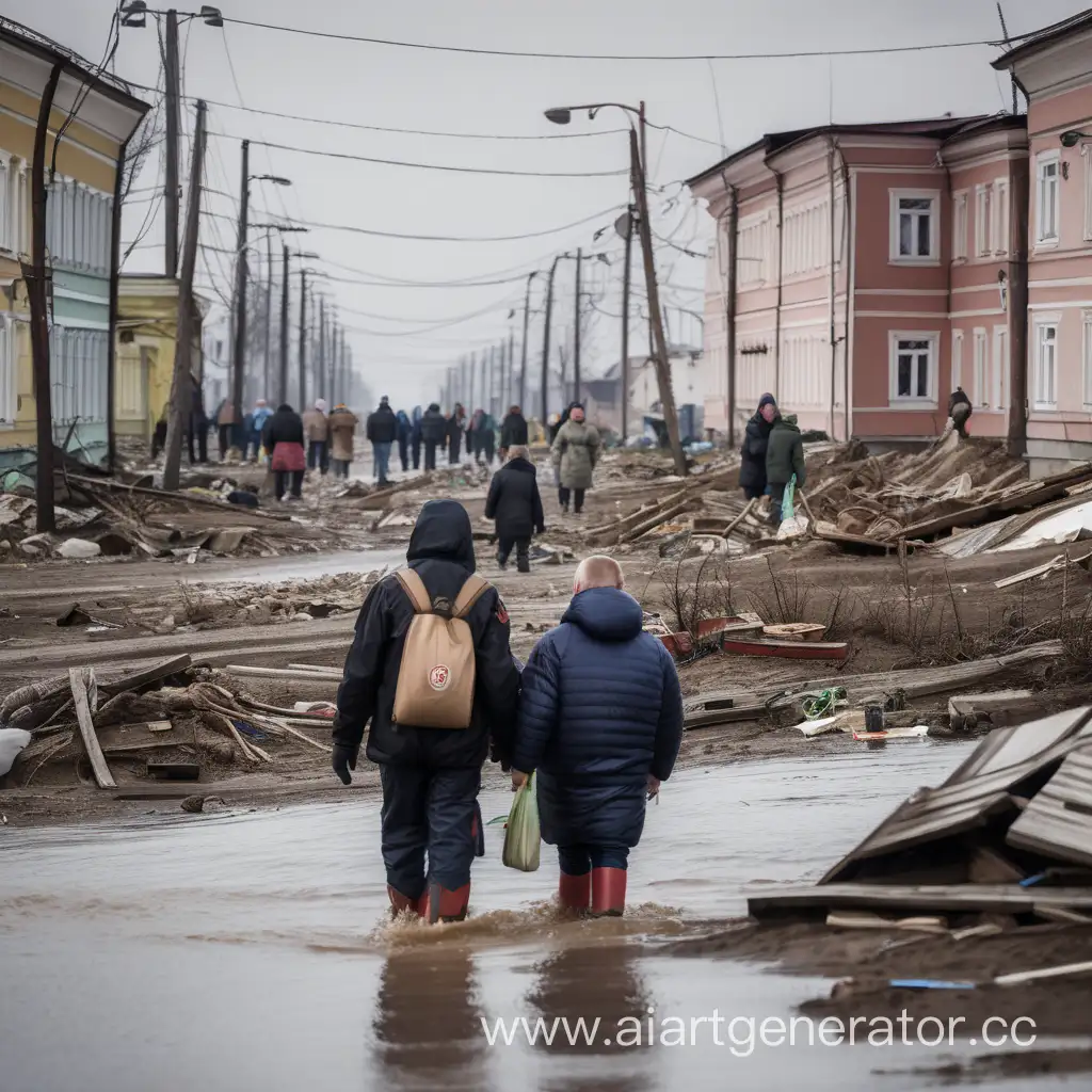 пострадавшие люди во время природной катастрофы (русские люди)