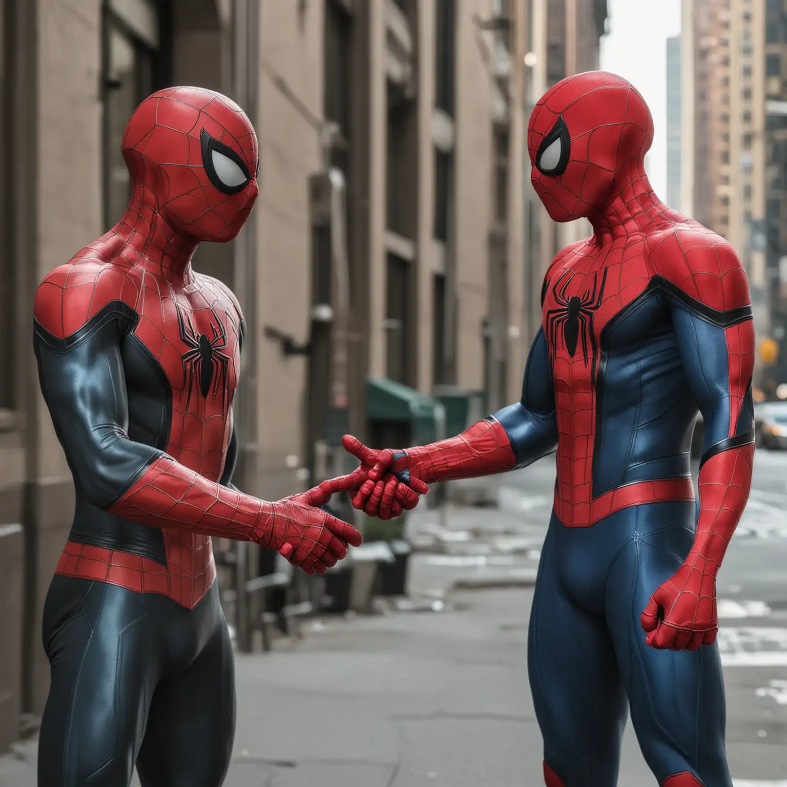 Spiderman shaking hands