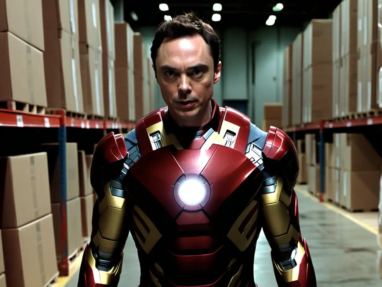 Jim Parsons Portrays Iron Man in a Warehouse Scene 2010 DVD Screengrab