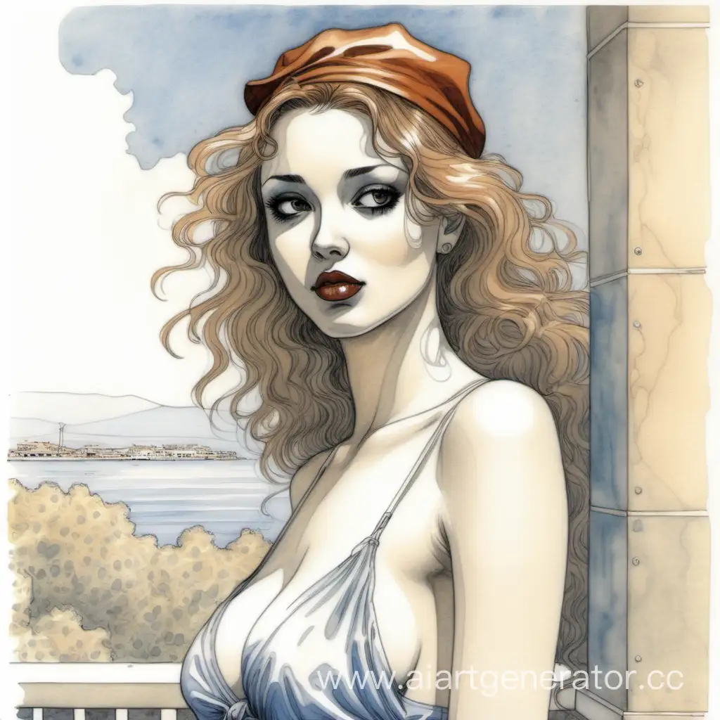 девушка  в стиле  Milo Manara