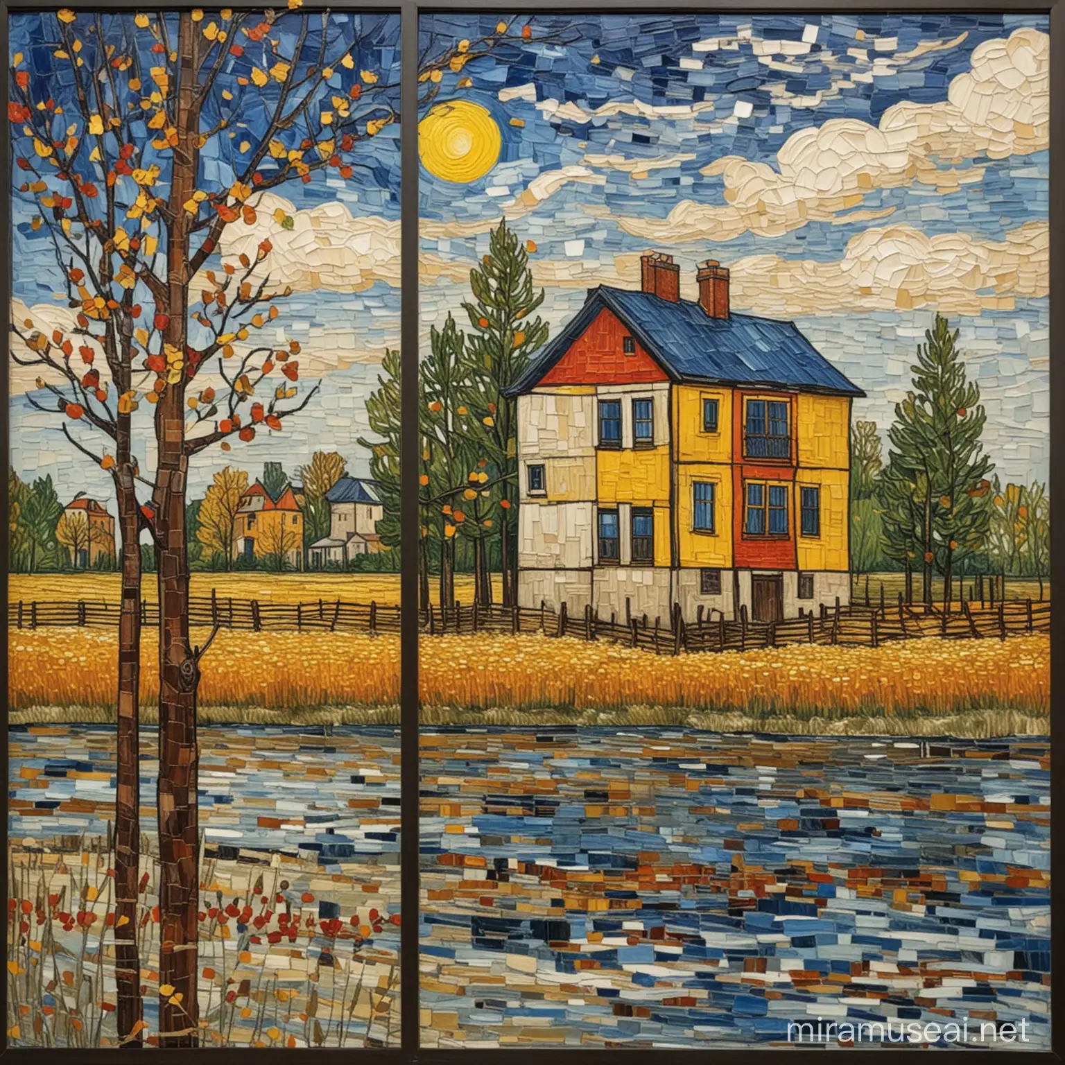 Combining the style of Van Gogh and Mondrian