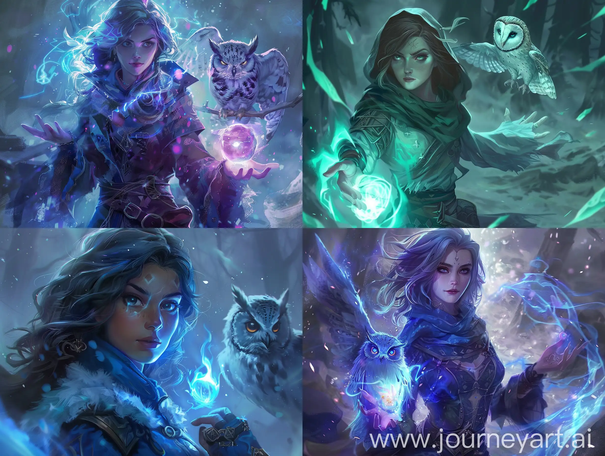 Mage girl with a spirit glowing owl leage of legends splash art style