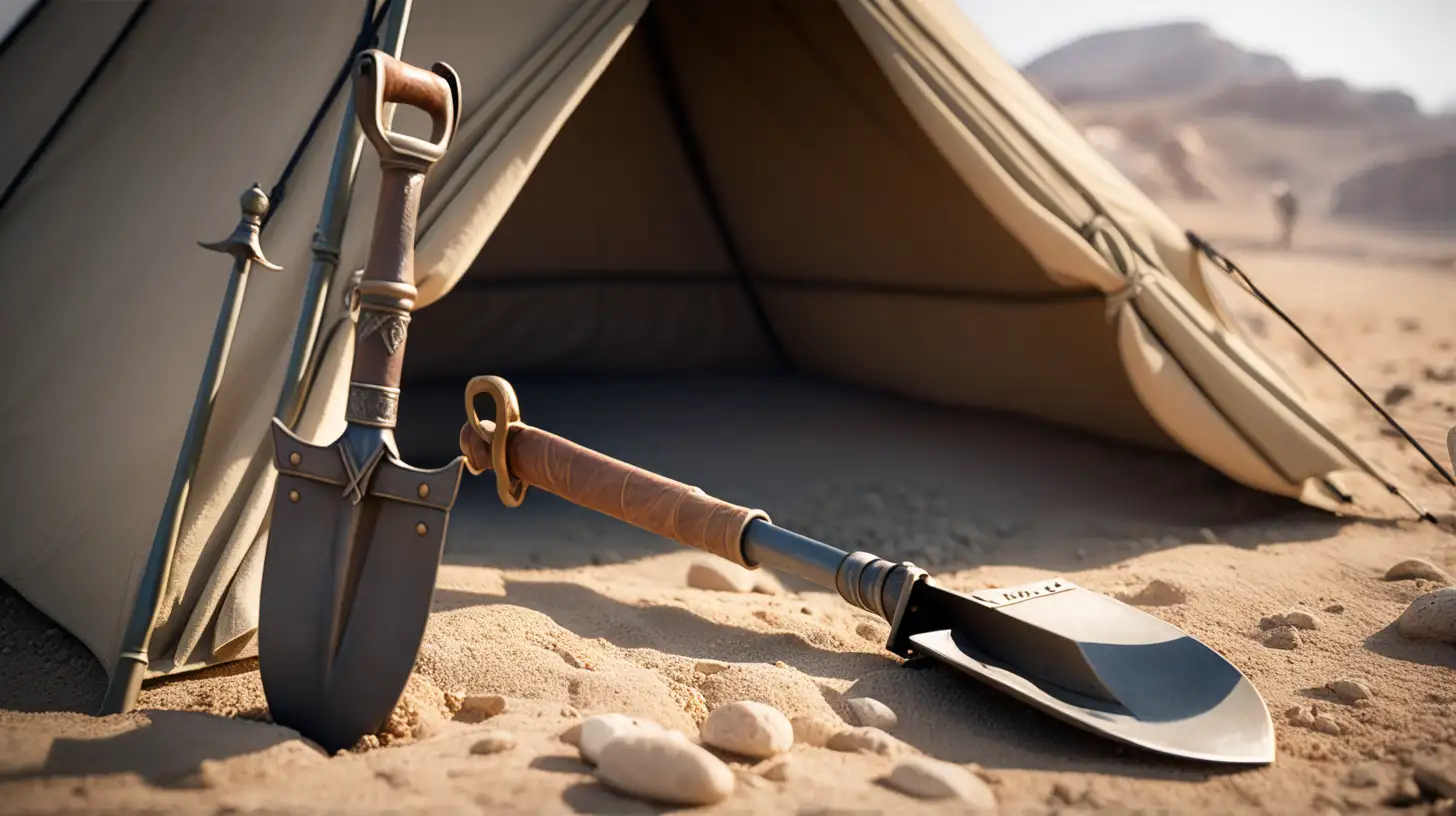 Soldiers Tent with Biblical Era Shovel