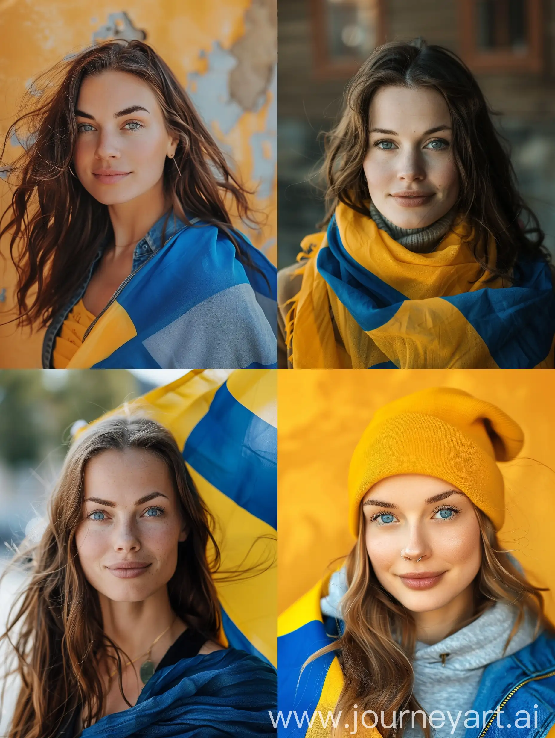 یک زن زیبای سوئدی با پرچم سوئد