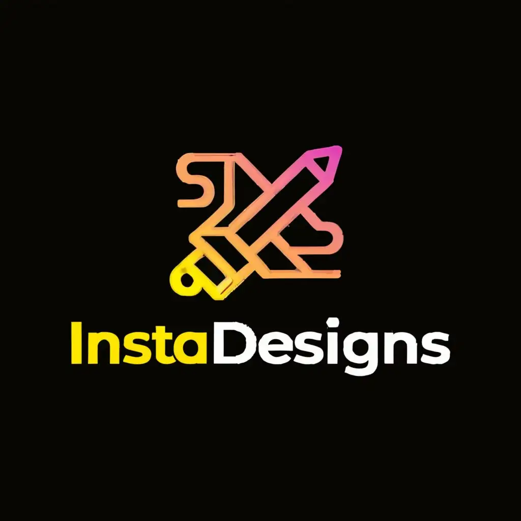 a logo design,with the text "InstaDesigns", main symbol:Please generate a simple and minimal logo.The logo should be unique and custom and Incorporate the company name "InstaDesigns" prominently Consider incorporating design-related elements such as a pencil, brush, or computer mouse cursor to convey the idea of creativity and design,Minimalistic,clear background