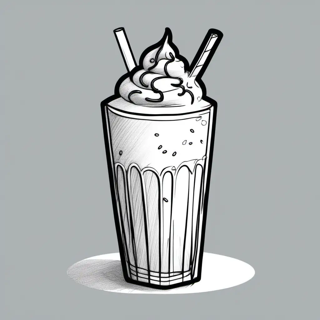 Refreshing Milkshake Sketch Drawing