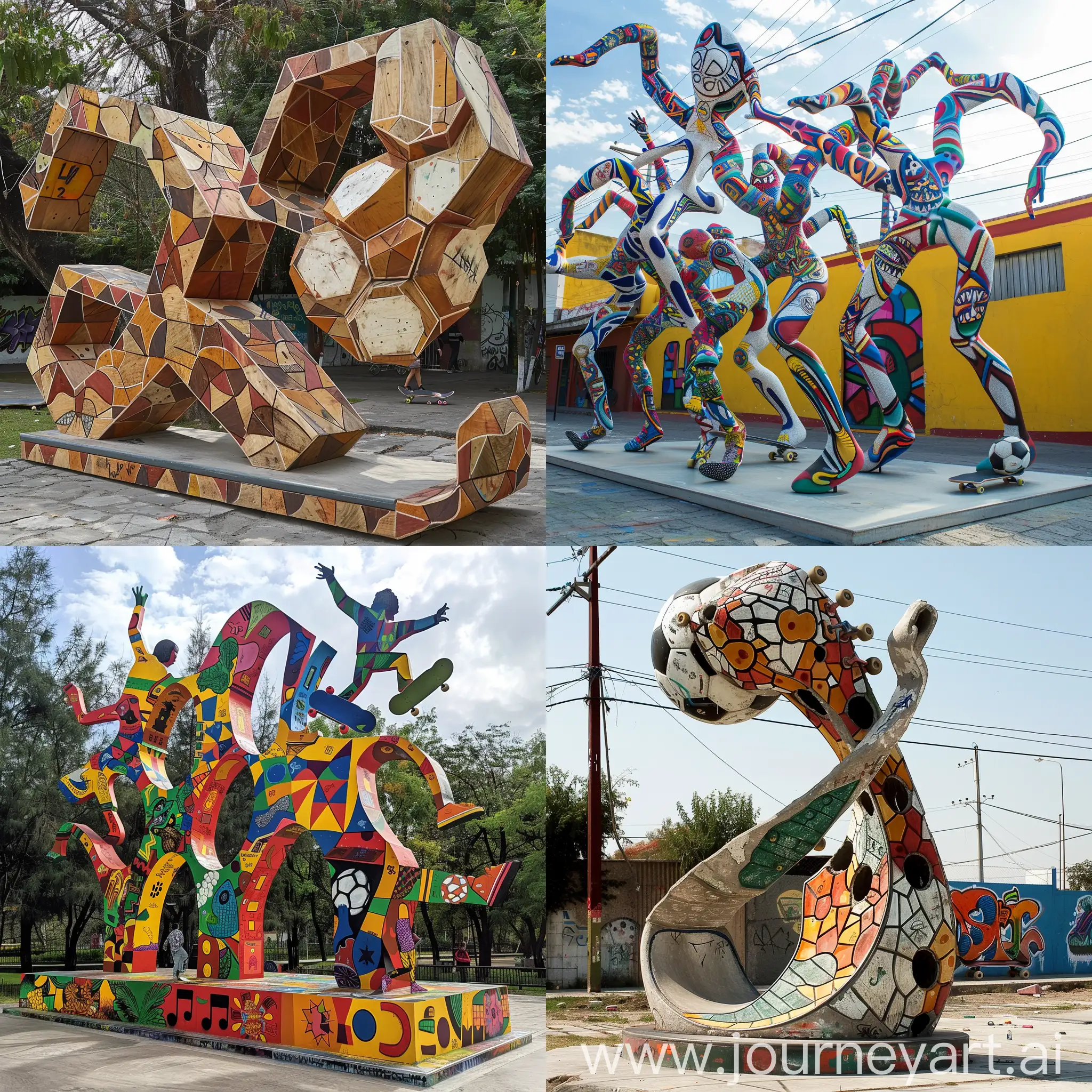 Generar una escultura urbana bajo el concepto de skateboard, futbol, comunidad unida, baile, y arte de graffiti en la colonia Balcones del 4 en Guadalajara jalisco mexico