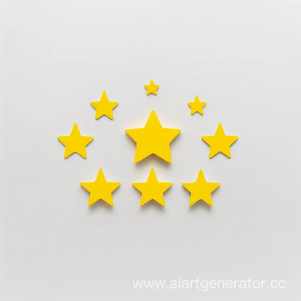 пять маленьких жёлтых звёздочек на белом фоне, разных размеров и форм
