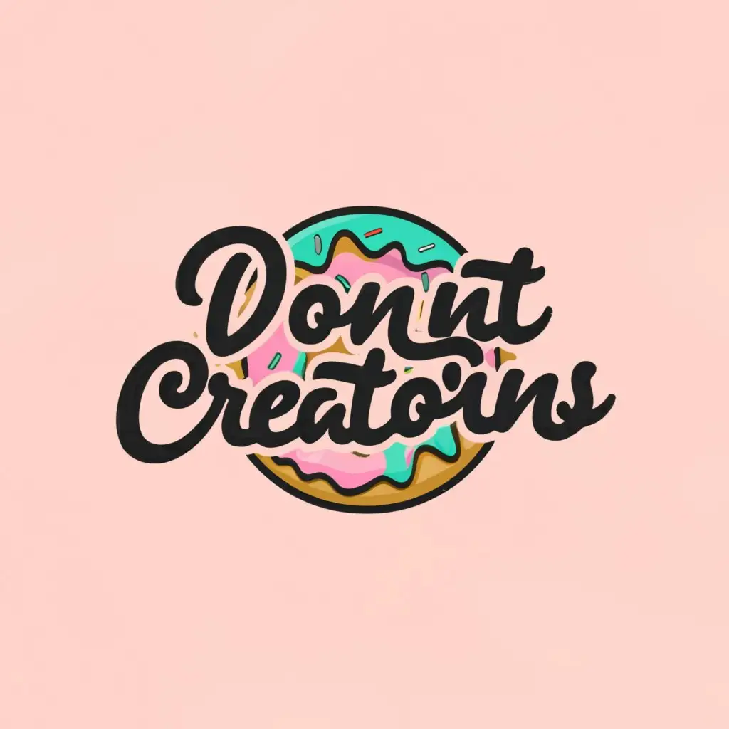a logo design,with the text "Donut creations", main symbol:Donuts,Minimalistic,be used in Restaurant industry,clear background