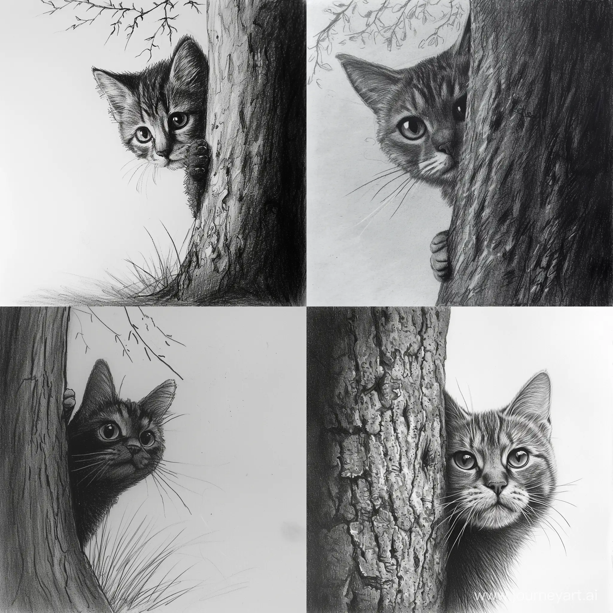 Sneaky-Cat-Hiding-Behind-a-Tree