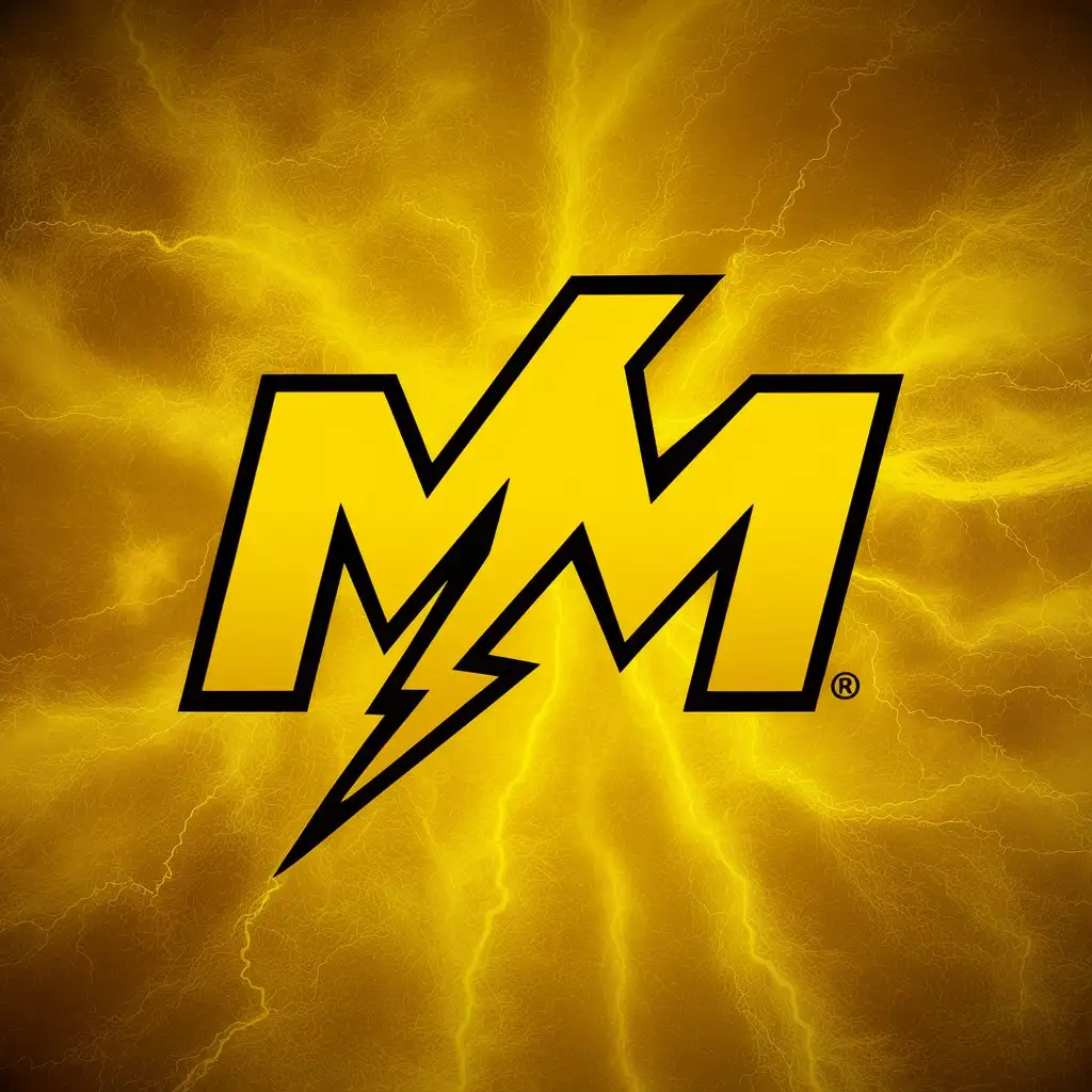 логотип буква М в виде молнии на желтом фоне