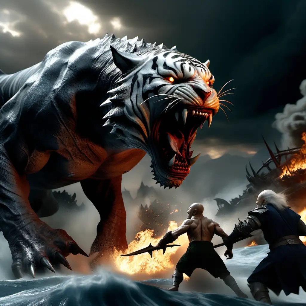 Epic Battle Azog Pursues a Fleeing Hobbit Amidst Fiery Mordor