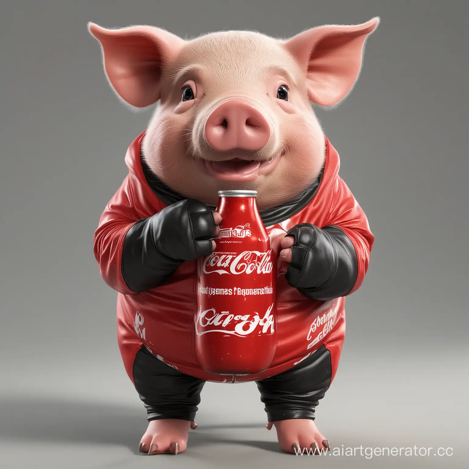 Cute-Pig-Reveling-in-CocaCola-Themed-Outfit-and-Enjoying-a-Refreshing-Coke