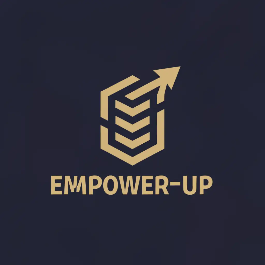 a logo design,with the text 'Empower up', main symbol: Incorporate an upward arrow or a rising element to symbolize growth and empowerment.   2. Use a stylized letter 'E' or 'EU' monogram to create a unique and memorable logo.   3. Combine the arrow/rising element with the monogram to represent the 'EmpowrUp' name.   4. Ensure the logo is simple, scalable, and looks good in various formats (color, black and white, icon-only).,Minimalistic,be used in Finance industry,clear background