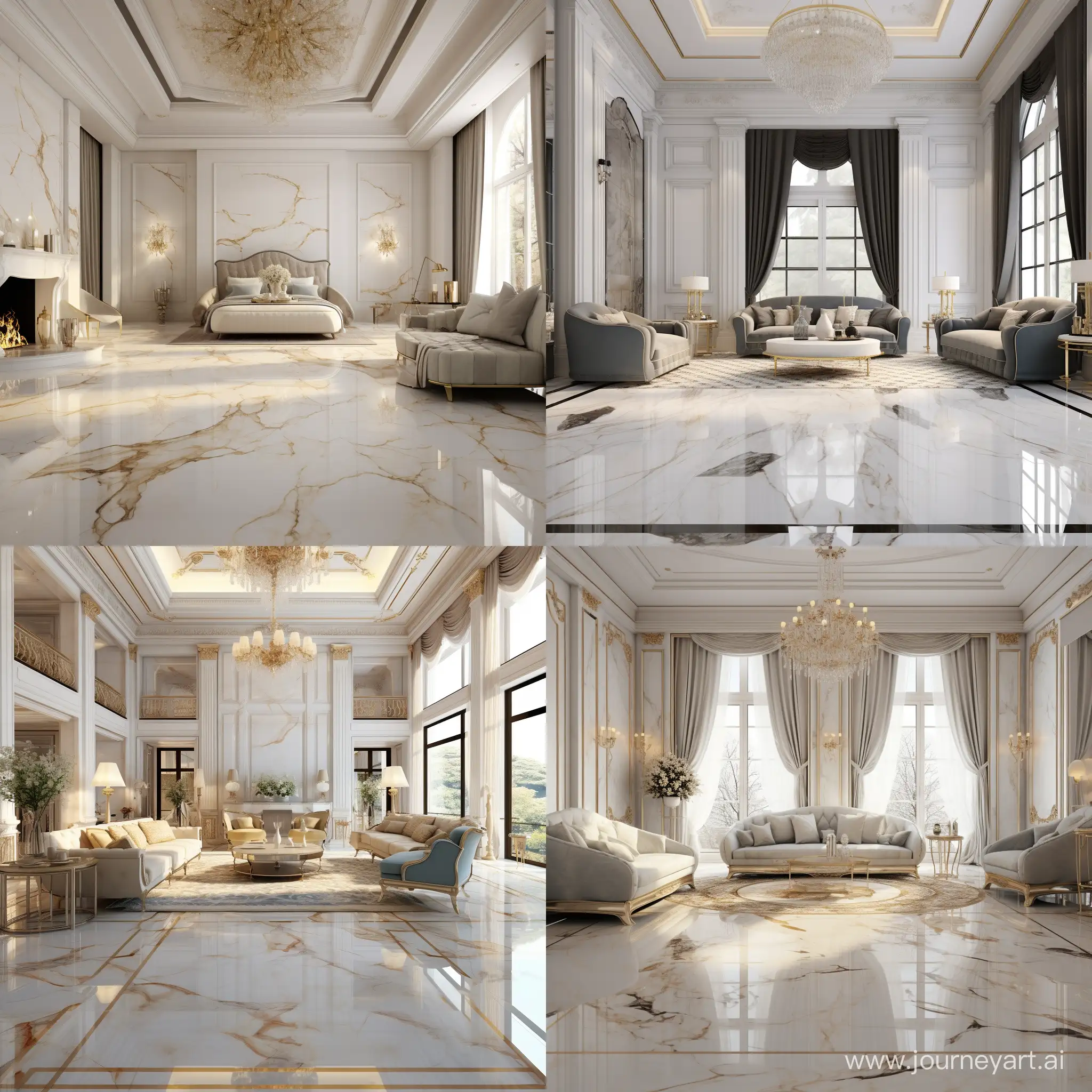 Elegant-Realistic-MarbleFloored-Room-with-Stylish-Furniture-and-Illuminating-Lights